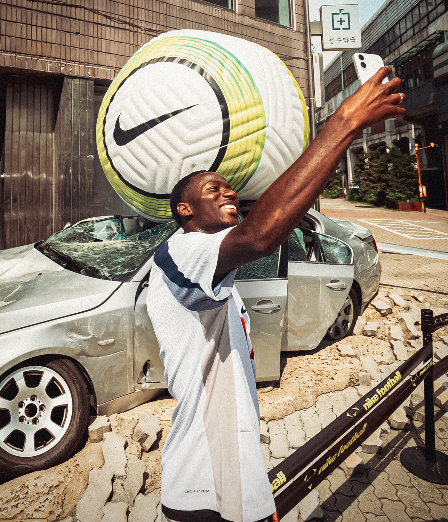 pape sarr at the smashed bmw